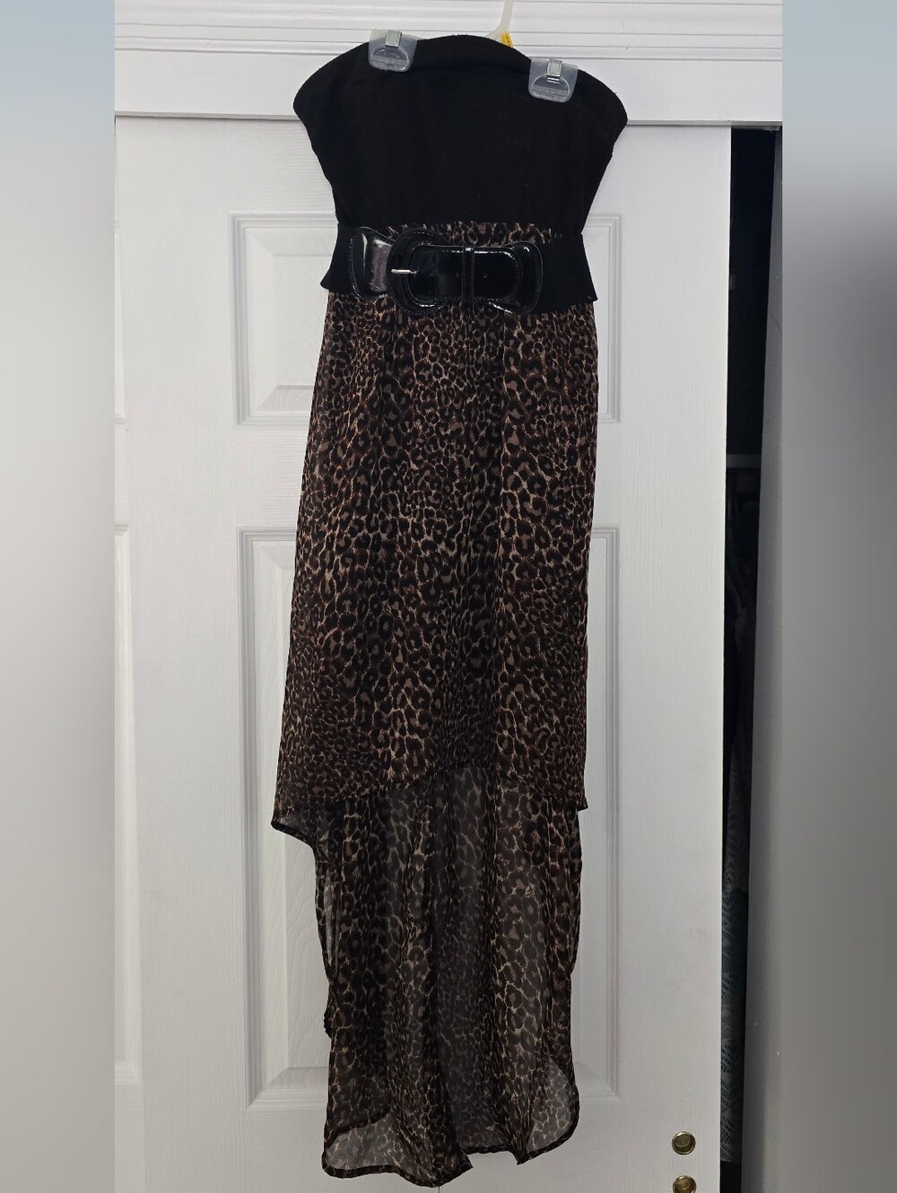 Rue 21 Strapless Leopard High-Low Skirt Dress W/ Belt